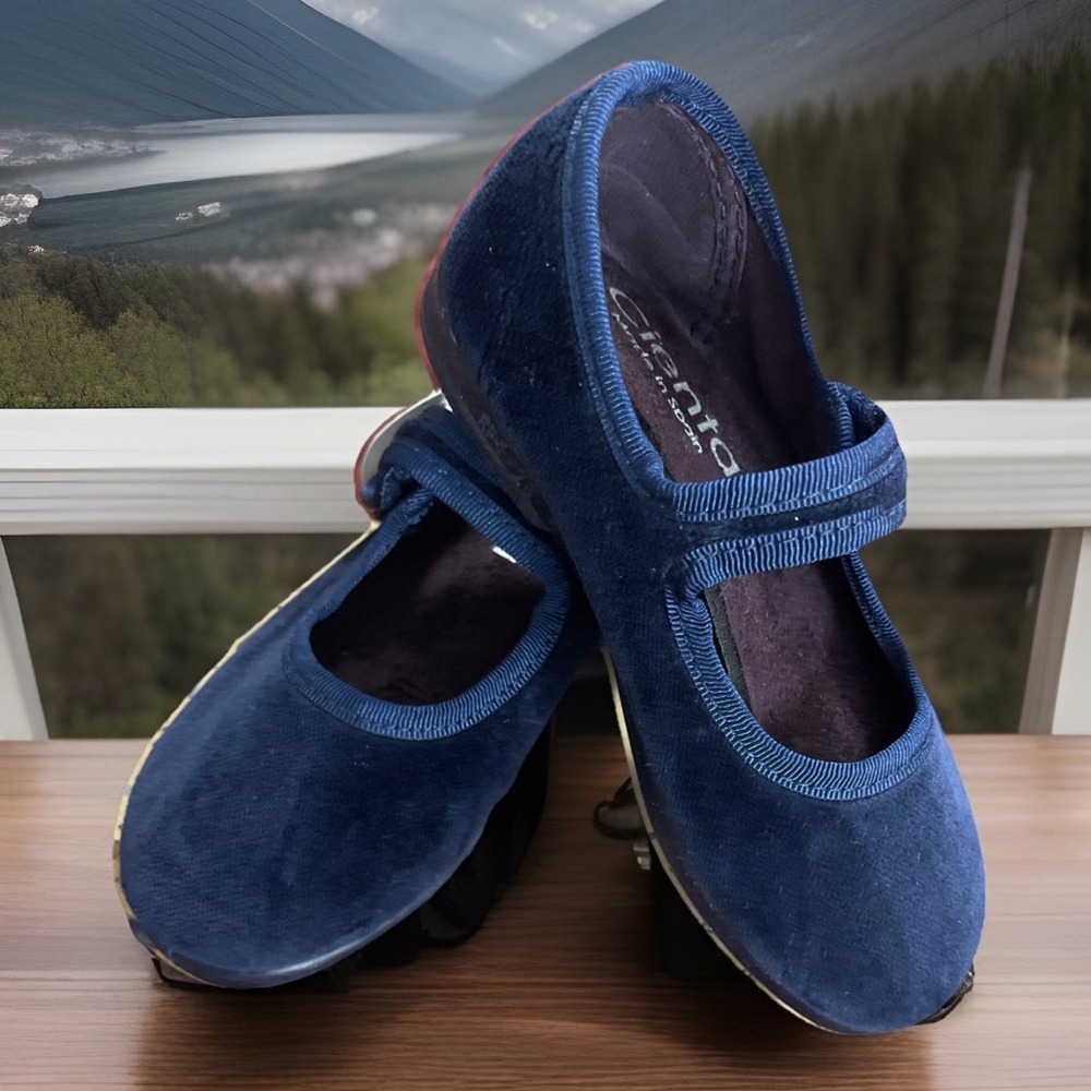 New NIB Cienta Z27103 Little Girl Navy Velvet Mary Jane Shoes US 9.5 EU‎ 26 READ